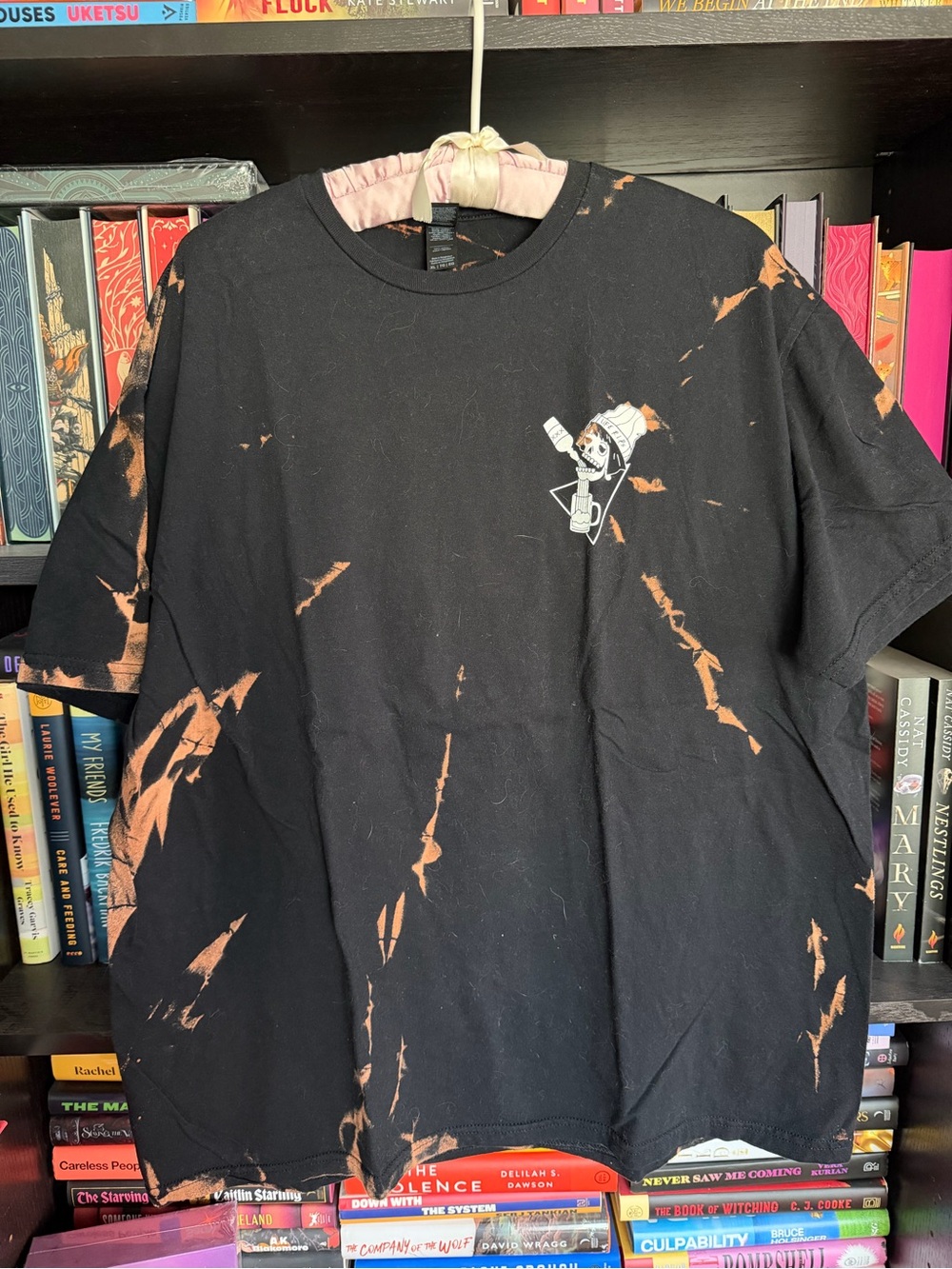 “Sad Girls Club” Black, Brown Bleached Tie-Dye Graphic T-Shirt - Size XL